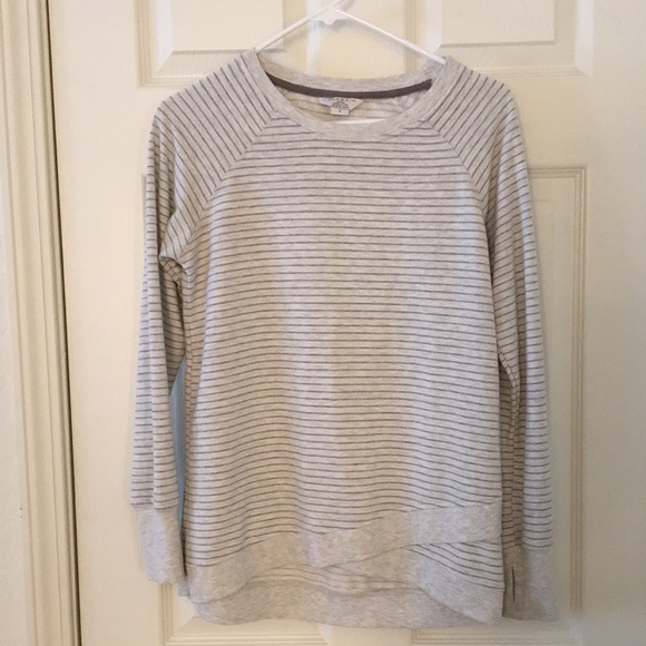 Danskin Gray Striped Crewneck Pullover - Picture 1 of 16